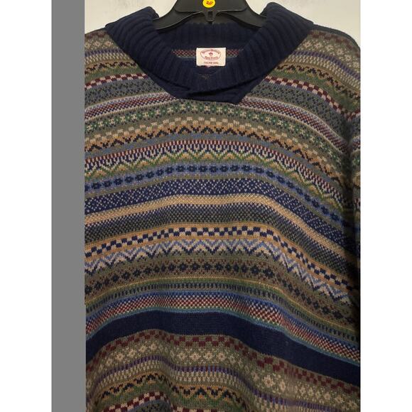 Brooks Brothers Sweater Mens Large Italian Yarn Fair Isle Shawl Merino Wool - Picture 5 of 7
